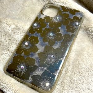 Glitter with flower iPhone 11 case